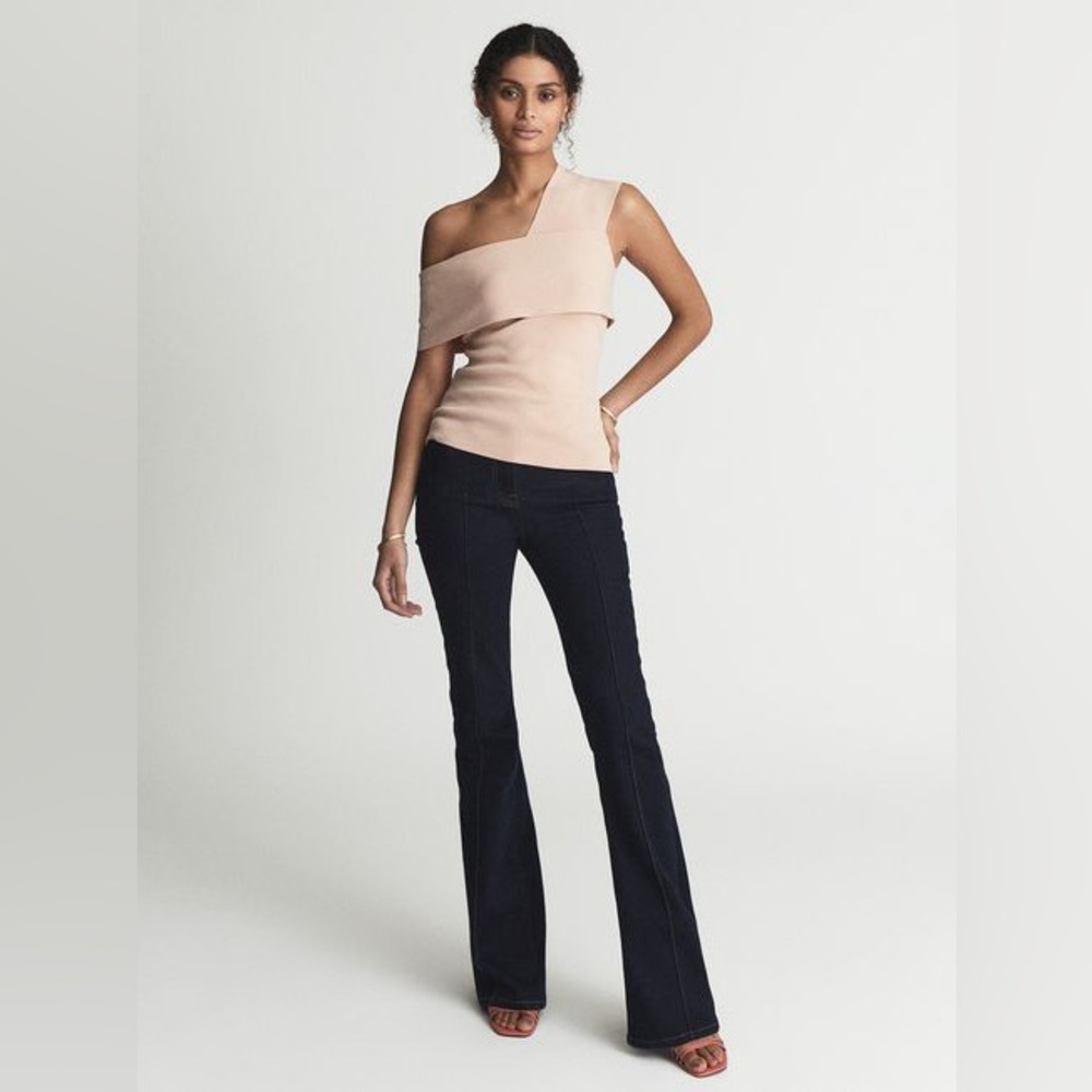 Reiss Blush One-Shoulder Drape Top